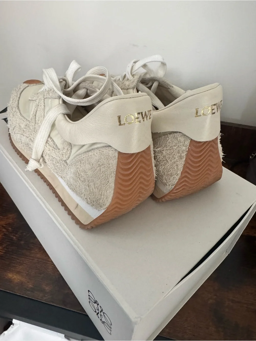 AUTHENTIC: Loewe Cream and White Low-Top Sneakers